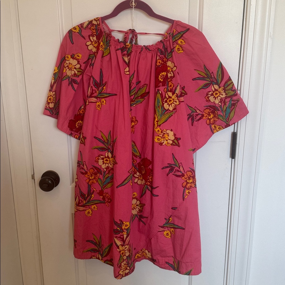 Free People Jodie Pink Floral Off-Shoulder mini Dress medium - Picture 4 of 9